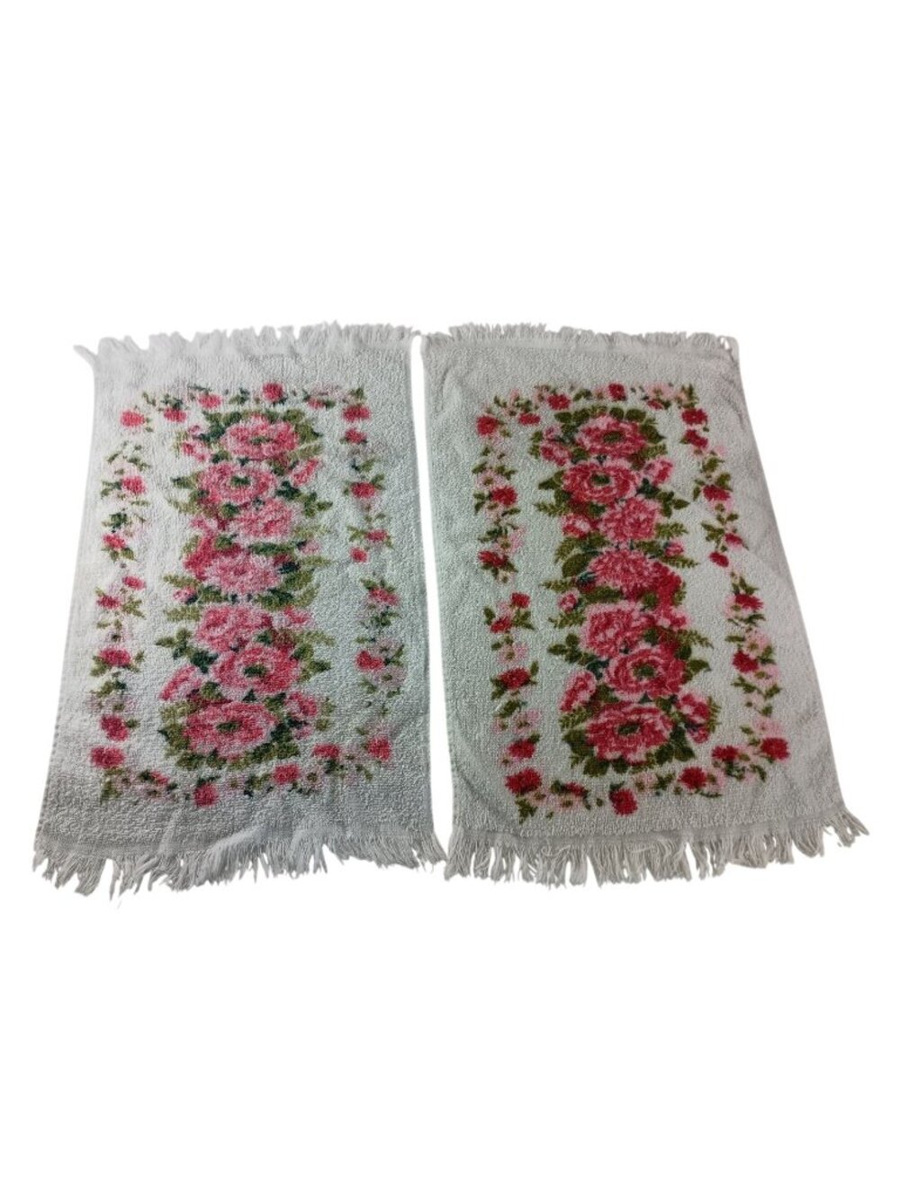Cannon Hand Towel 70s Kitchen Retro Pink Floral set of 2 Vintage